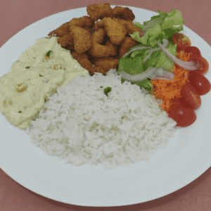 Foto Cardápio - Casa do Sabor Caseiro - Isca de Frango - Arroz e Salada
