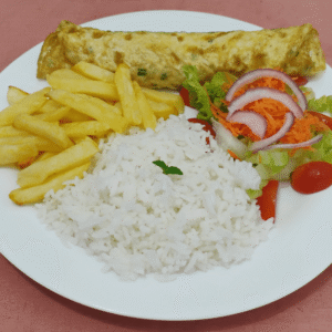 Foto Cardápio - Casa do Sabor Caseiro - Omelete com Arroz e Salada